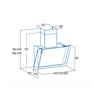 CATA | Hood | VALTO 900 XGWH | Energy efficiency class A+ | Wall mounted | Width 90 cm | 575 m³/h | Touch control | White | LED