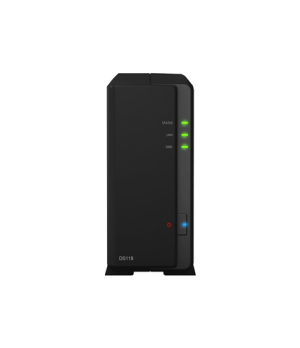 Synology Tower NAS DS118 up to 1 HDD/SSD Hot-Swap Realtek Realtek RTD1296 Quad Core Processor frequency 1.4 GHz 1 GB DDR4