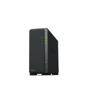 Synology Tower NAS DS118 up to 1 HDD/SSD Hot-Swap Realtek Realtek RTD1296 Quad Core Processor frequency 1.4 GHz 1 GB DDR4