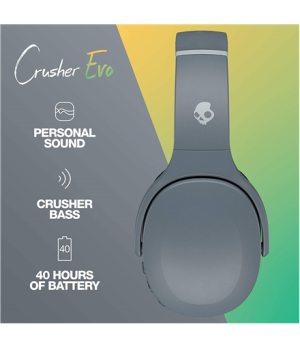 Skullcandy | Wireless Headphones | Crusher Evo | Wireless | Over-Ear | Microphone | Wireless | Chill Grey