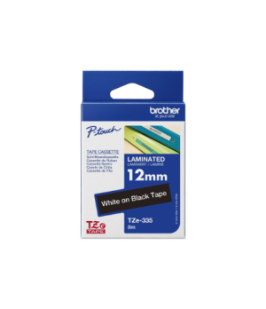 Brother | TZe-335 Laminated Tape | White on Black | TZe | 8 m | 1.2 cm