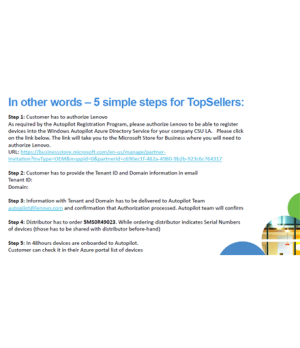 Lenovo | Microsoft Autopilot PKID registration (Remote configuration) for Top sellers and CTO
