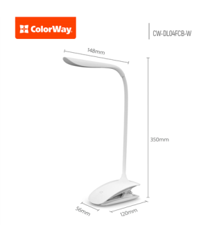 ColorWay | lm | LED Table Lamp Flexible & Clip with built-in battery | White Light: 5500-6000 K | Table lamp