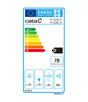 CATA | Hood | TFH 5250 X | Energy efficiency class D | Telescopic | Width 50 cm | 325 m³/h | Slider control | Inox | LED