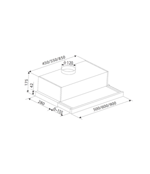 CATA | Hood | TFH 5250 X | Energy efficiency class D | Telescopic | Width 50 cm | 325 m³/h | Slider control | Inox | LED