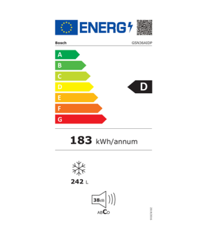 Bosch | GSN36AIDP | Freezer | Energy efficiency class D | Free standing | Upright | Height 186 cm | No Frost system | Total net 