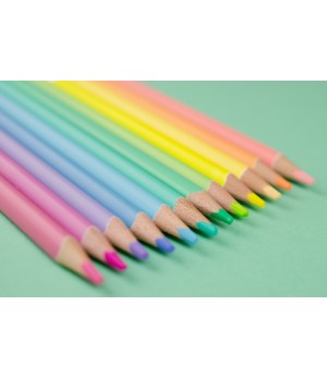 Spalvoti pieštukai KORES KOLORES PASTEL, tribriauniai, 3mm, 12 pastelinių spalvų