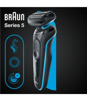 Braun | Shaver | 51-M1000S | Operating time (max) 50 min | Wet & Dry | Lithium Ion | Black/Blue