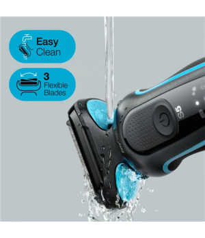 Braun | Shaver | 51-M1000S | Operating time (max) 50 min | Wet & Dry | Lithium Ion | Black/Blue