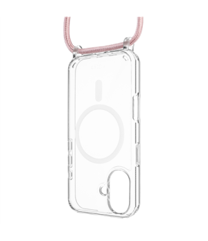 Fixed | MagPure Neck | Back Cover with Lanyard | Apple | iPhone 16 Plus | TPU | Clear, Pink