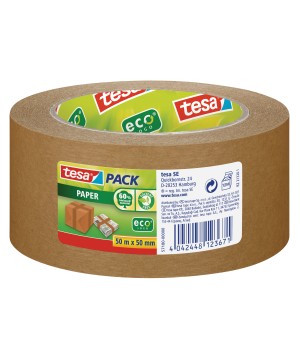 Popierinė pakavimo juosta TESA PACK Paper ECO Logo, 50mm x 50m, ruda