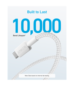 Anker 322 Nylon Cable, White | A81H6G21 | USB-A to USB-C