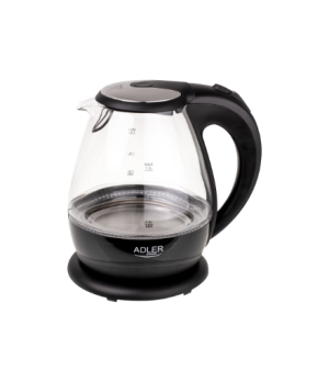 Kettle | Adler | Kettle | AD 1224 | Standard | 2000 W | 1.5 L | Glass | 360° rotational base | Black