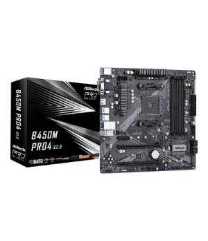 ASRock B450M PRO4 R2.0 | Processor family AMD | Processor socket AM4 | DDR4 | Supported hard disk drive interfaces SATA, M.2 | N