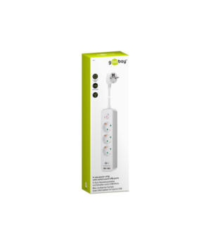 41264 3-Way Power Strip with Switch and USB | Sockets quantity 3