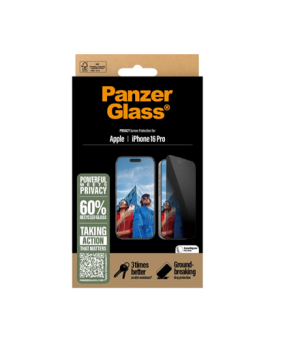 PanzerGlass Screen protector | Apple | iPhone 16 Pro | Glass | Black | Ultra-Wide Fit