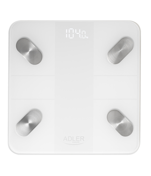 Adler Smart Bathroom Scale | AD 8186w | Maximum weight (capacity) 180 kg | Accuracy 100 g | Body Mass Index (BMI) measuring | Wh