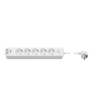 5-way power strip with switch and 2 USB ports 1.5 m | Sockets quantity 5