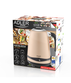 Adler | Kettle | AD 1295 | Electric | 2200 W | 1.7 L | Stainless steel | 360° rotational base | Golden