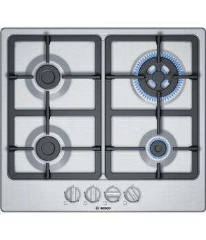 Bosch | PGH6B5B90 | Hob | Gas | Number of burners/cooking zones 4 | Rotary knobs | Stainless steel