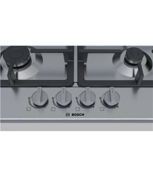 Bosch | PGH6B5B90 | Hob | Gas | Number of burners/cooking zones 4 | Rotary knobs | Stainless steel