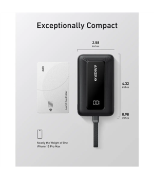 Anker Power Bank with Built-In USB-C Cable | A1688H11 | 10000 mAh | Black