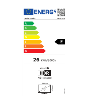 LG 34WR50QK-B | 34 " | VA | QHD | 21:9 | 100 Hz | 5 ms | 3440 x 1440 pixels | 240 cd/m² | HDMI ports quantity 2