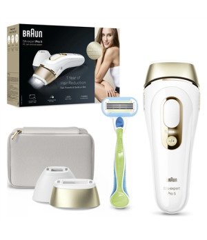 Braun Epilator | PL5152 Silk-expert Pro 5 | Bulb lifetime (flashes) 400.000 | Number of power levels 10 | Gold/White