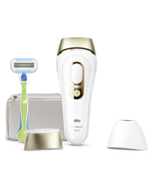 Braun Epilator | PL5152 Silk-expert Pro 5 | Bulb lifetime (flashes) 400.000 | Number of power levels 10 | Gold/White