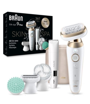 Braun Epilator | SES9-481 Silk épil 9 Flex 3D | Operating time (max) 50 min | Number of power levels 2 | Wet & Dry | White/Gold