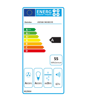 Electrolux | Hood | LFG716X | Built-in | Energy efficiency class A | Width 54 cm | 580 m³/h | Electronic | LED | Stainless steel