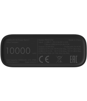 Xiaomi | Mi Power Bank | 3 Ultra Compact | 10000 mAh | USB-A, USB-C | Black