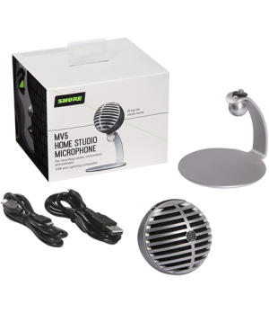 Shure MV5 Digital Condenser Microphone, Grey Shure | MV5-DIG | Digital Condenser Microphone | Grey | Lightning, USB | kg