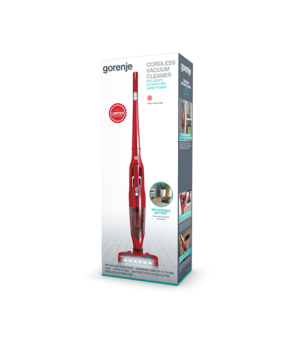 Gorenje | Vacuum cleaner | SVC252GFR | Cordless operating | Handstick | 155 W | 25.2 V | Operating time (max) 70 min | Red | War