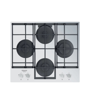 Hotpoint | HAGS 61F/WH | Hob | Gas on glass | Number of burners/cooking zones 4 | Rotary knobs | White