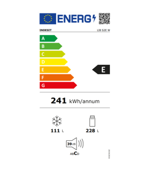INDESIT | LI8 S2E W | Refrigerator | Energy efficiency class E | Free standing | Combi | Height 188.9 cm | Fridge net capacity 2