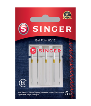 Singer | Ball Point Needle 80/12 5PK for Knit Fabrics