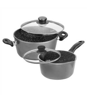 Stoneline Cooking Pot Set of 4 14461 2+2.5 L 18/20 cm Aluminium Anthracite Dishwasher proof Lid included