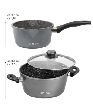 Stoneline Cooking Pot Set of 4 14461 2+2.5 L 18/20 cm Aluminium Anthracite Dishwasher proof Lid included