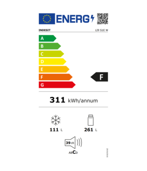INDESIT | LI9 S1E W | Refrigerator | Energy efficiency class F | Free standing | Combi | Height 201.3 cm | Fridge net capacity 2