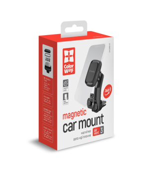 ColorWay | Air Vent-3 | Magnetic Car Holder For Smartphone | Adjustable | Magnetic | Gray | Car air duct deflector mount. Fixing