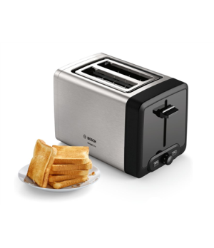 Bosch | TAT4P420 | DesignLine Toaster | Power 970 W | Number of slots 2 | Housing material Stainless Steel | Stainless steel/Bla