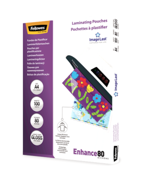 Fellowes | Laminating Pouch PREMIUM | A4 | Clear | Enhance 80 Micron thickness, 216x303 mm - A4, 100 pcs Unique directional arro