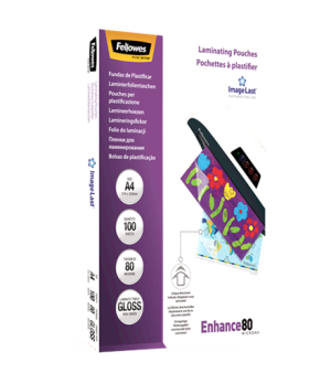 Fellowes | Laminating Pouch PREMIUM | A4 | Clear | Enhance 80 Micron thickness, 216x303 mm - A4, 100 pcs Unique directional arro