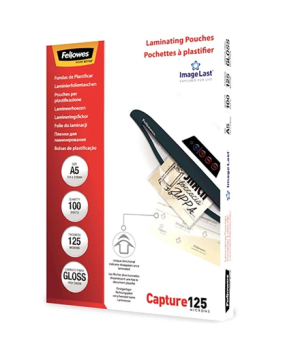 Fellowes | Laminating Pouch PREMIUM | A4 | Glossy | Thickness: 125 micron, Qty Per Pack: 100 pcs Ideal for notices, craft materi