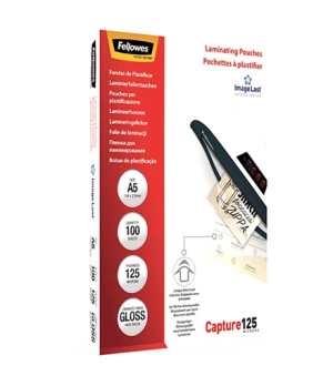 Fellowes | Laminating Pouch PREMIUM | A4 | Glossy | Thickness: 125 micron, Qty Per Pack: 100 pcs Ideal for notices, craft materi