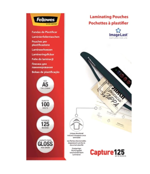 Fellowes | Laminating Pouch PREMIUM | A4 | Glossy | Thickness: 125 micron, Qty Per Pack: 100 pcs Ideal for notices, craft materi