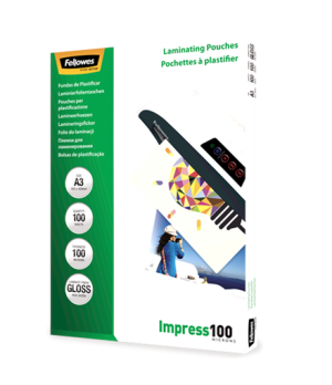 Fellowes | Laminating Pouch | A3 | Glossy | Thickness: 100 micron, Qty Per Pack: 100 pcs Ideal for notices, craft materials, sig