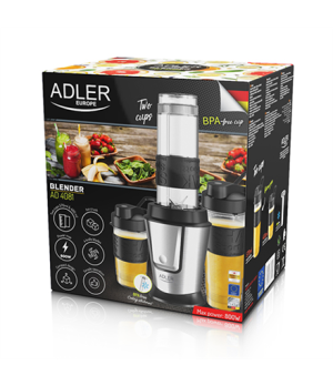 Adler | Blender | AD 4081 | Tabletop | 800 W | Jar material BPA Free Plastic | Jar capacity 0.4 + 0.57 L | Ice crushing | Black/