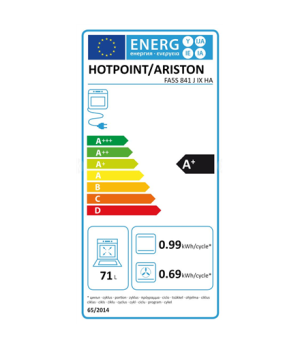 Hotpoint | FA5S 841 J IX HA | Oven | 71 L | Multifunctional | Manual | Electronic | Steam function | No | Height 59.5 cm | Width